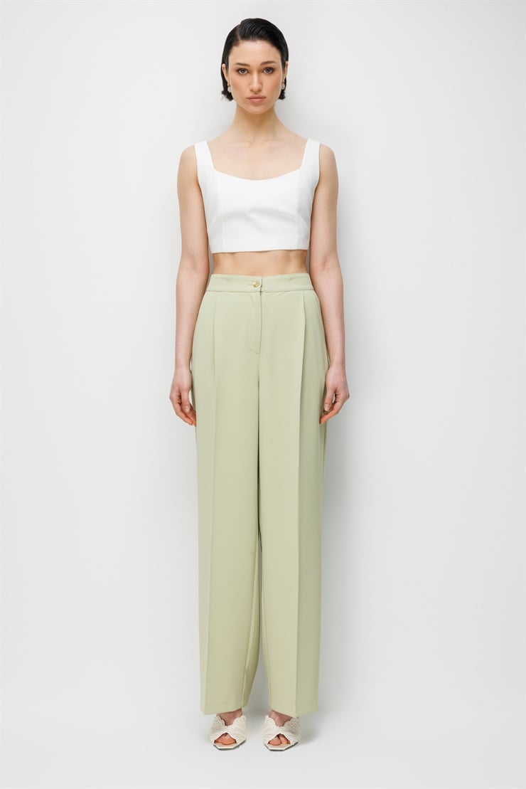 Modailgi  Pileli Yan Cep Pantolon - 70050 Mint