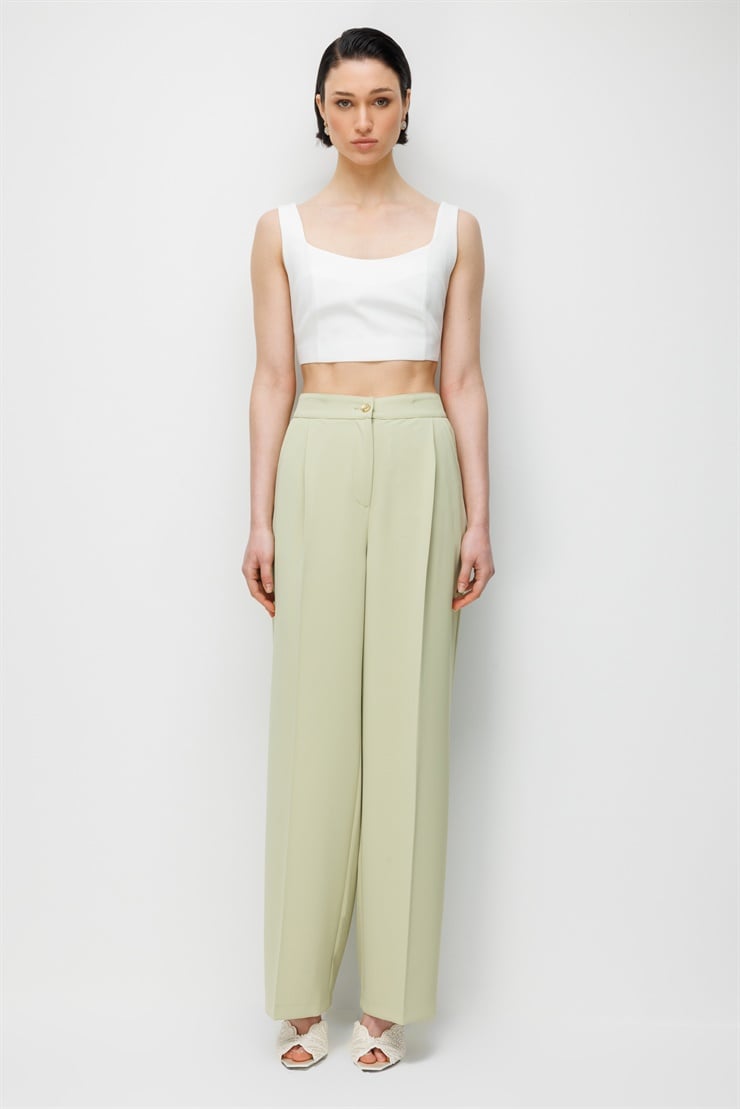 Modailgi  Pileli Yan Cep Pantolon - 70050 Mint
