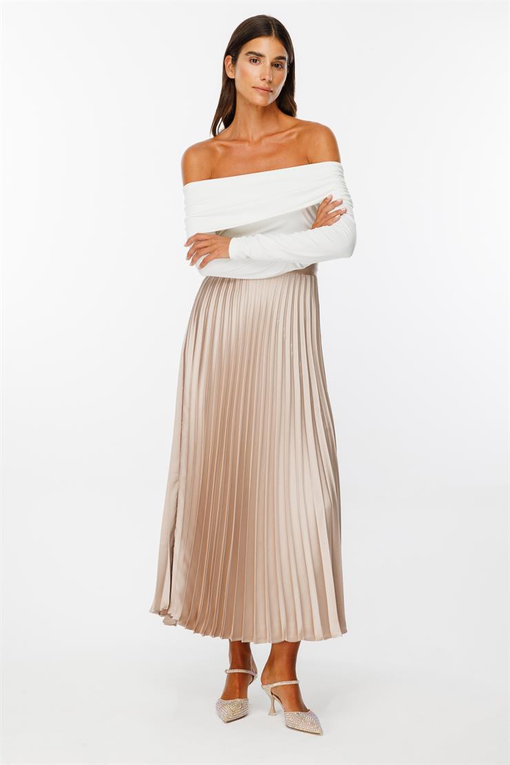 Modailgi  Plisoley Etek - 7017 Vizon