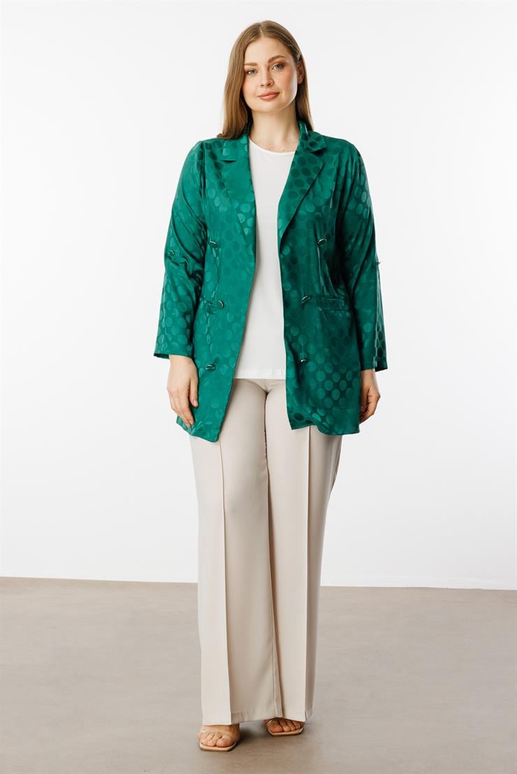 Modailgi  Puan Jakarlı Beli Büzgülü İkili Takım Yeşil