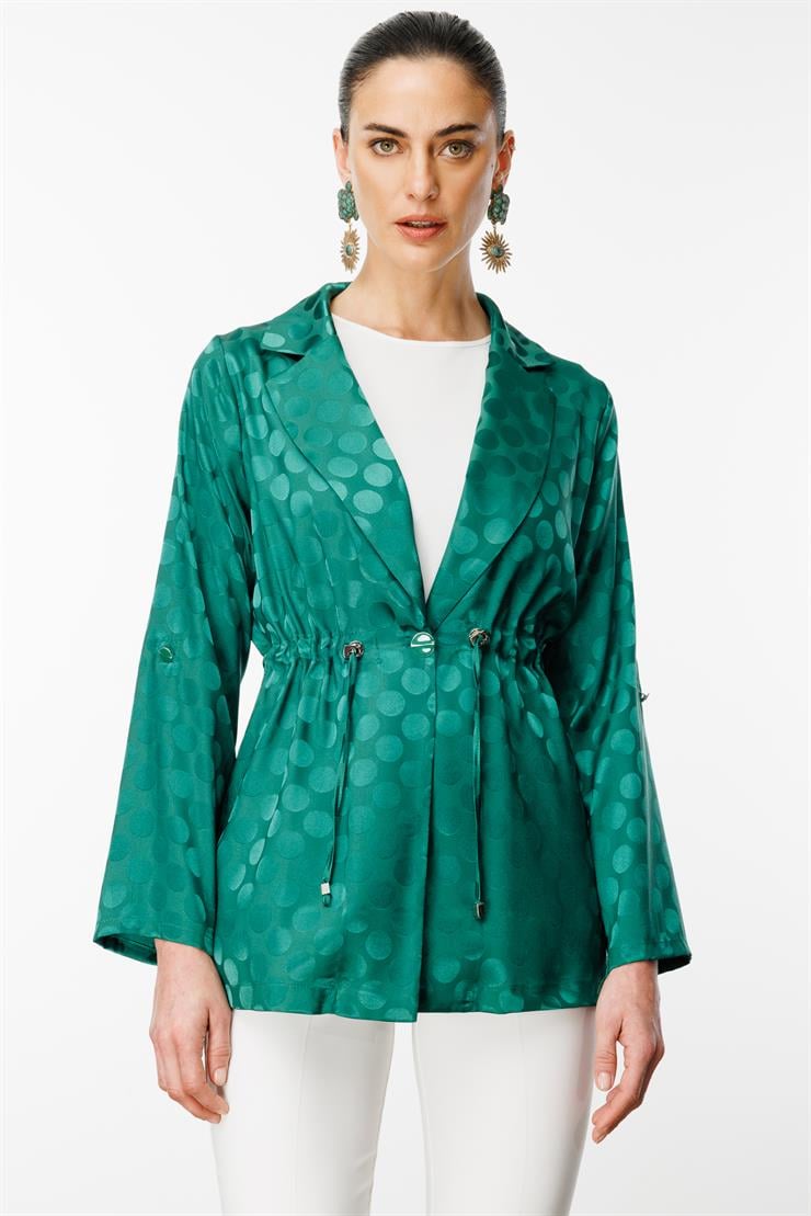 Modailgi  Puan Jakarlı Beli Büzgülü İkili Takım Yeşil