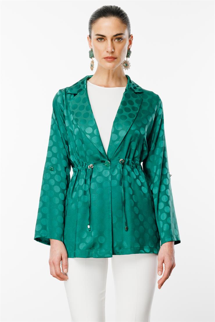 Modailgi  Puan Jakarlı Beli Büzgülü İkili Takım Yeşil