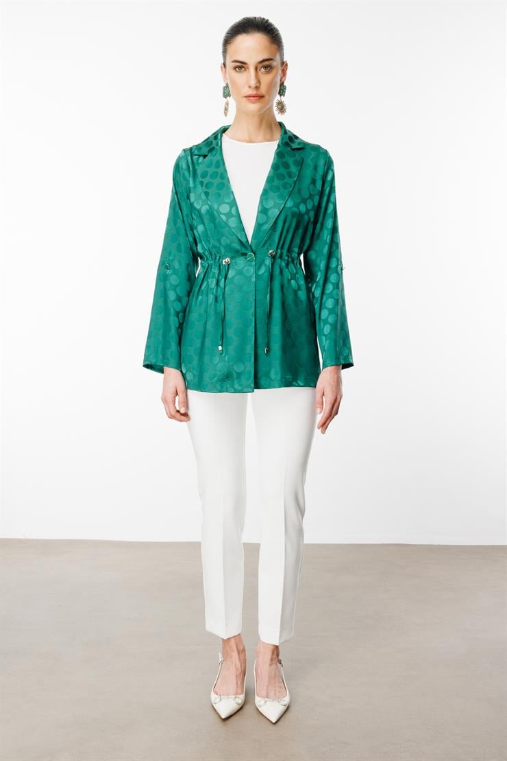 Modailgi  Puan Jakarlı Beli Büzgülü İkili Takım Yeşil