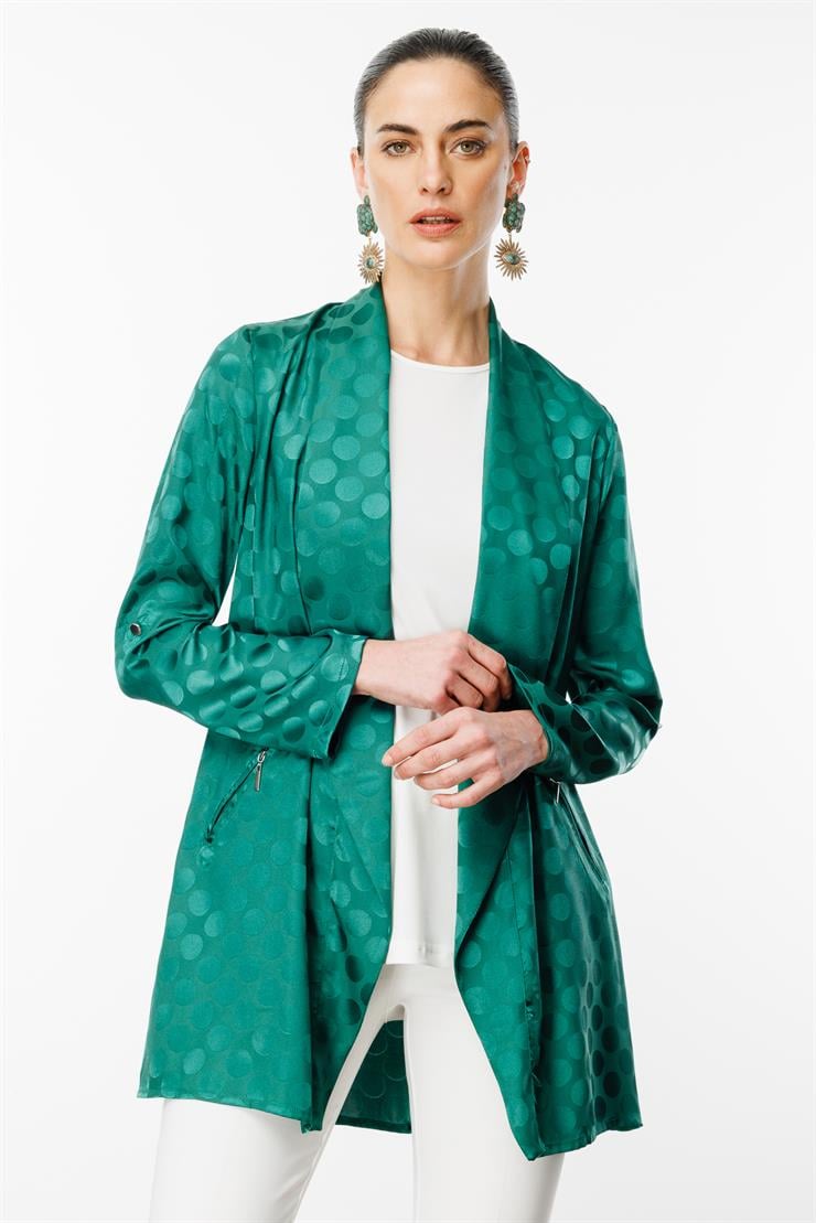 Modailgi  Puan Jakarlı Şal Yaka İkili Takım Yeşil