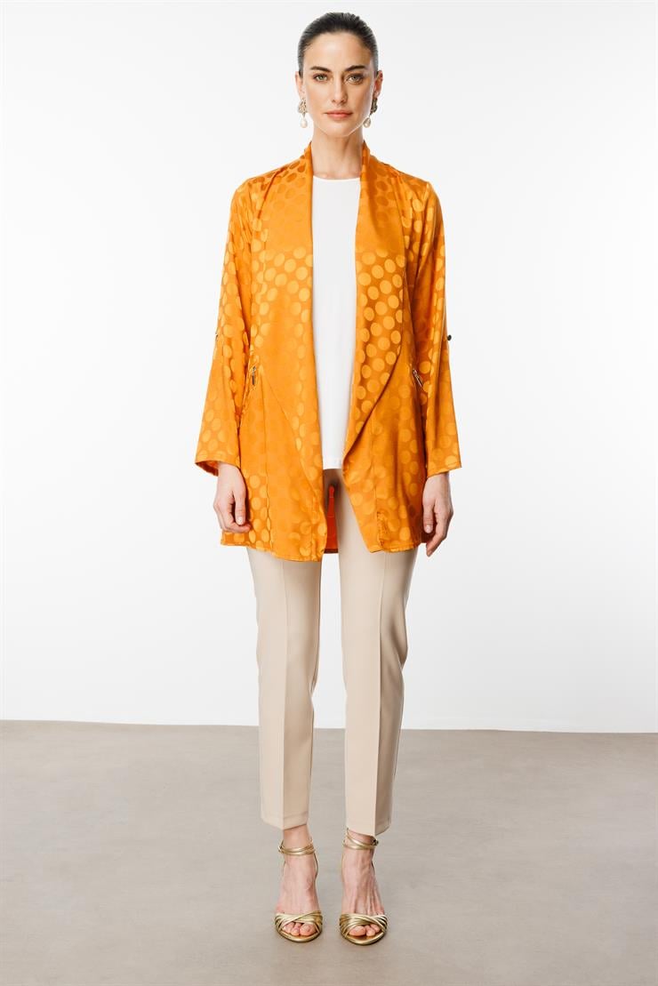 Modailgi  Puan Jakarlı Şal Yaka İkili Takım Orange