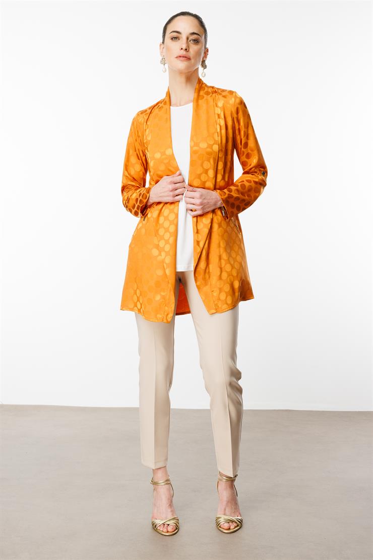 Modailgi  Puan Jakarlı Şal Yaka İkili Takım Orange