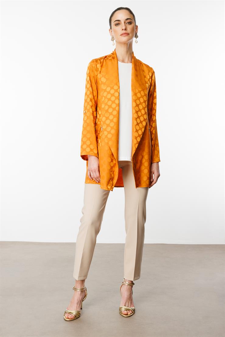 Modailgi  Puan Jakarlı Şal Yaka İkili Takım Orange