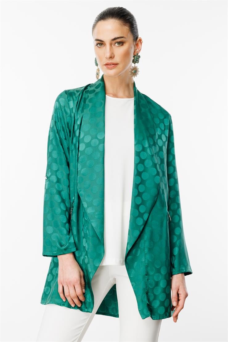 Modailgi  Puan Jakarlı Şal Yaka İkili Takım Yeşil