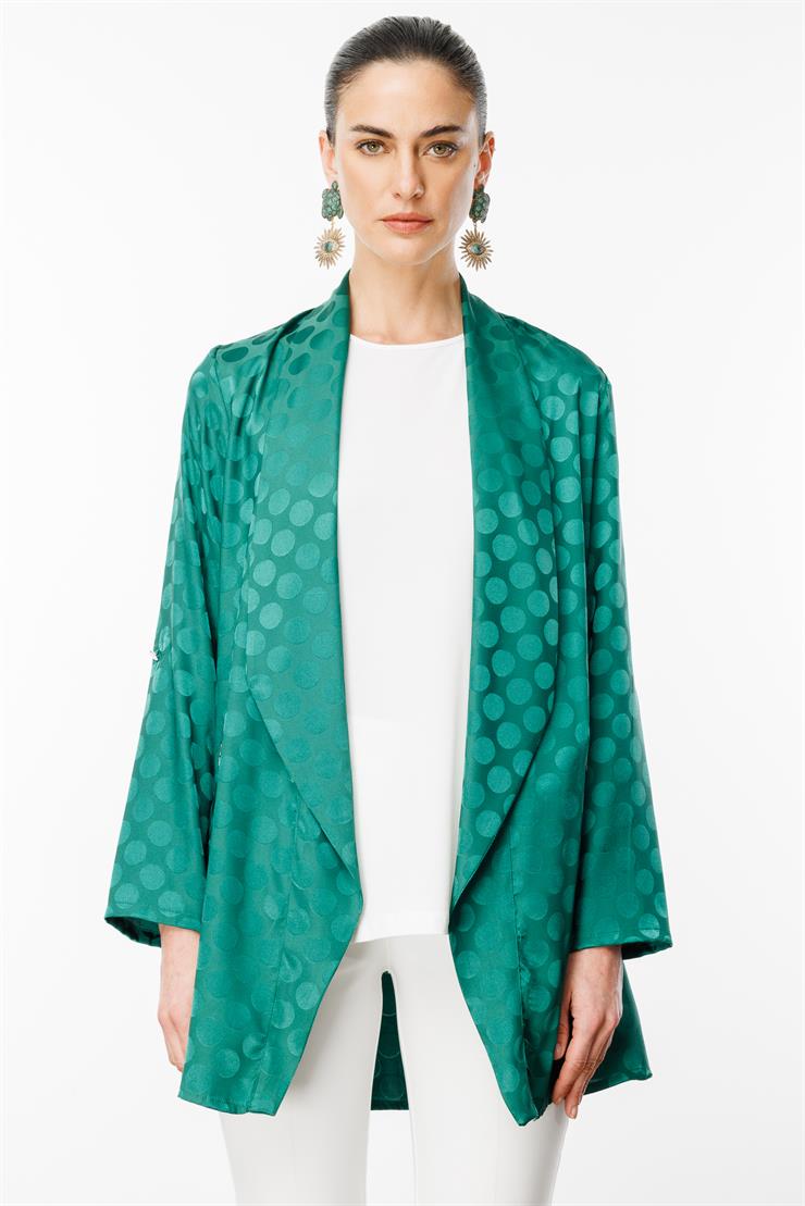 Modailgi  Puan Jakarlı Şal Yaka İkili Takım Yeşil