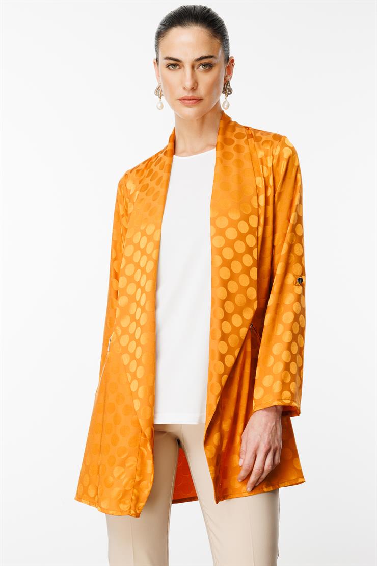 Modailgi  Puan Jakarlı Şal Yaka İkili Takım Orange