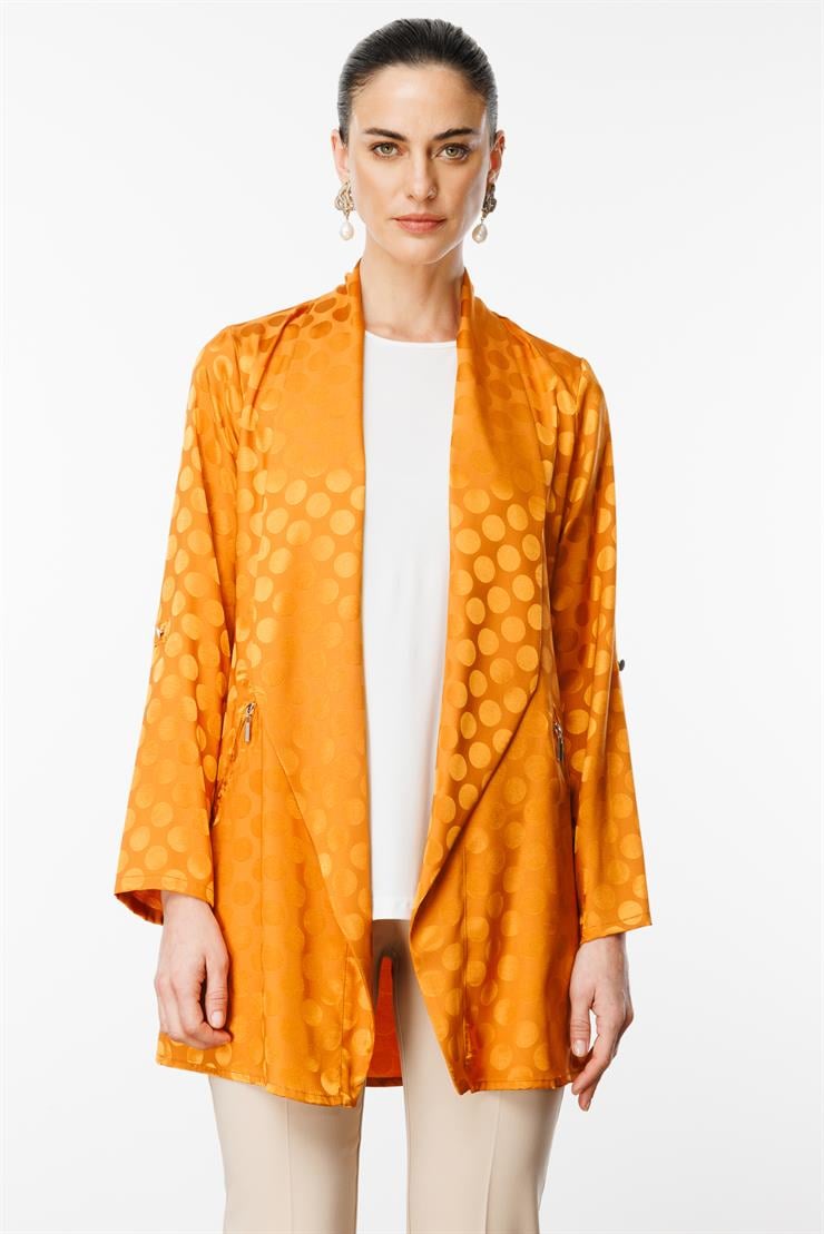 Modailgi  Puan Jakarlı Şal Yaka İkili Takım Orange