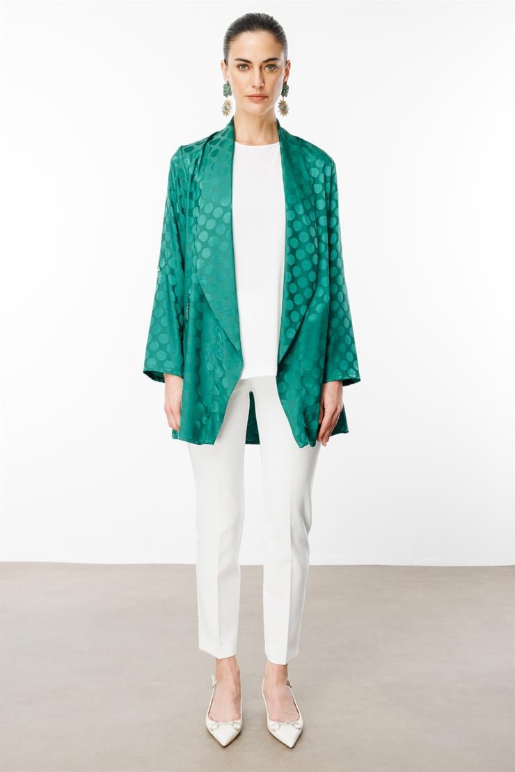 Modailgi  Puan Jakarlı Şal Yaka İkili Takım Yeşil