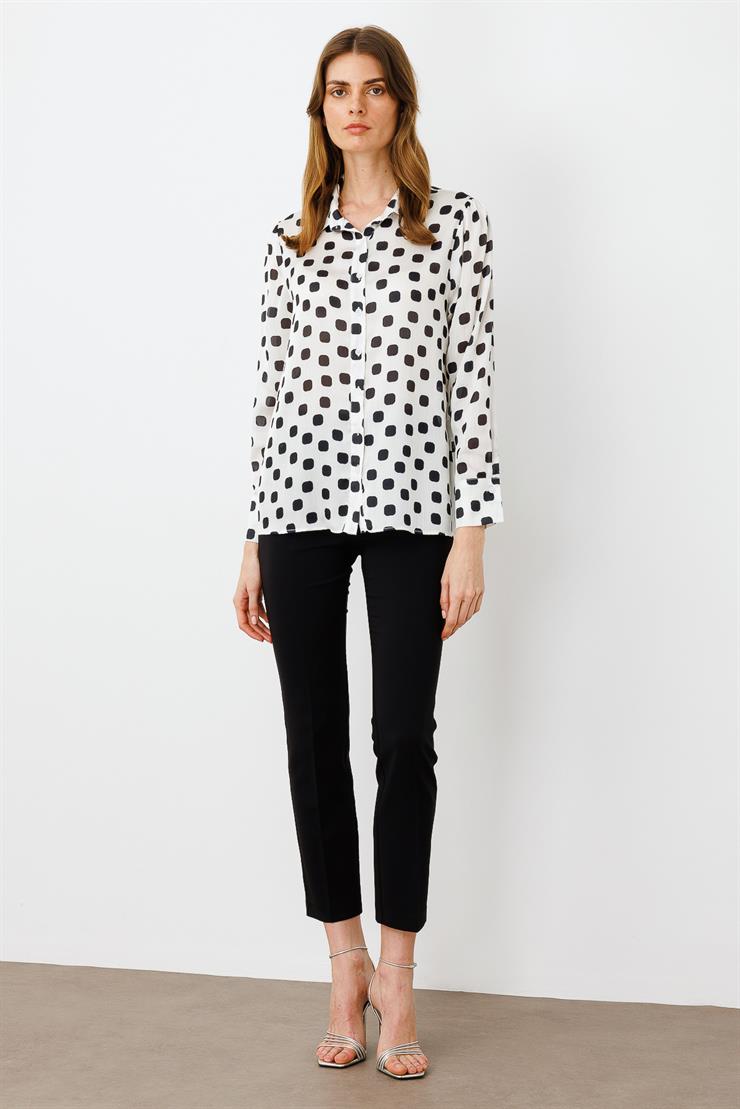 Modailgi  Puanlı Oversize Saten Gömlek Siyah