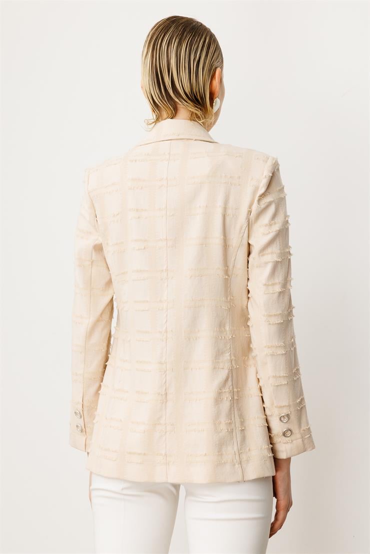 Modailgi  Rahat Kesim Tek Düğme Kapamalı Ceket Taş