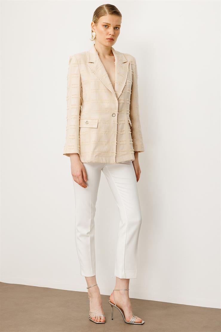 Modailgi  Rahat Kesim Tek Düğme Kapamalı Ceket Taş