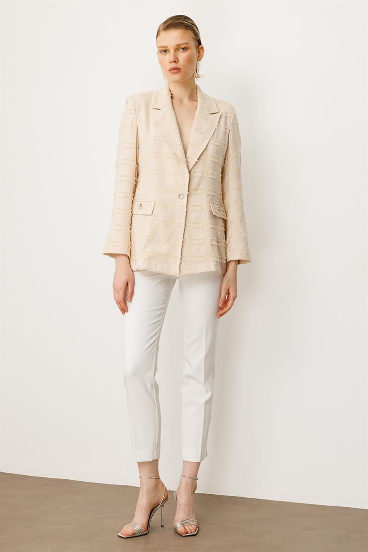 Modailgi  Rahat Kesim Tek Düğme Kapamalı Ceket Taş