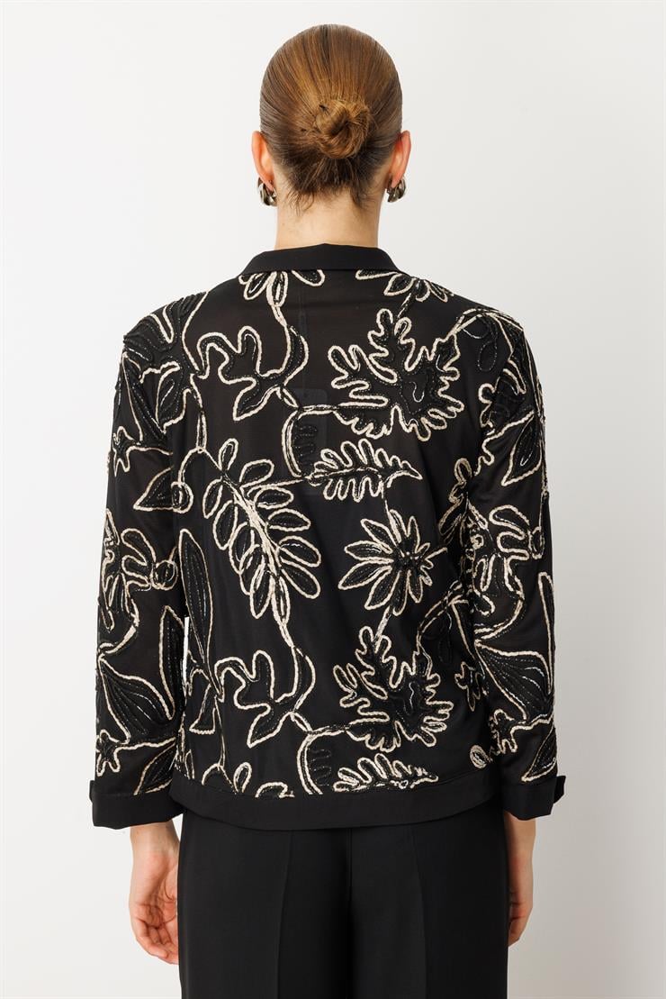 Modailgi  Ribana Detaylı İçlik Kaplamalı Düğme Kapamalı Kordone Ceket Gold