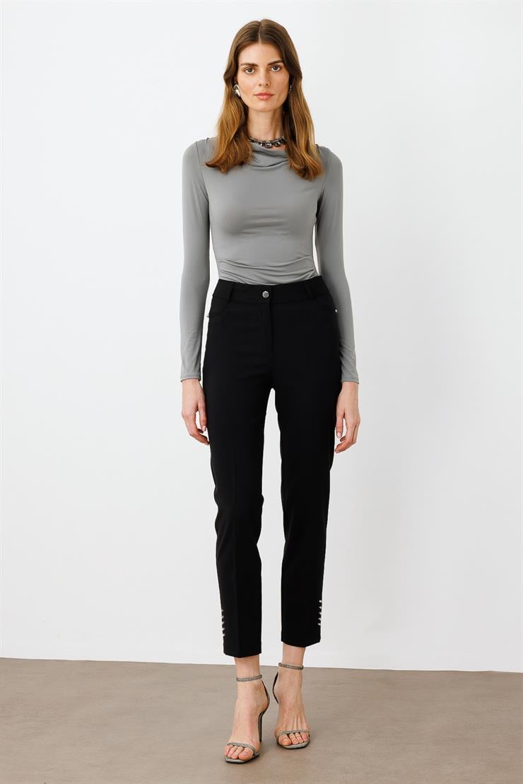 Modailgi  Rivet Taşlı Dar Paça Pantolon Siyah