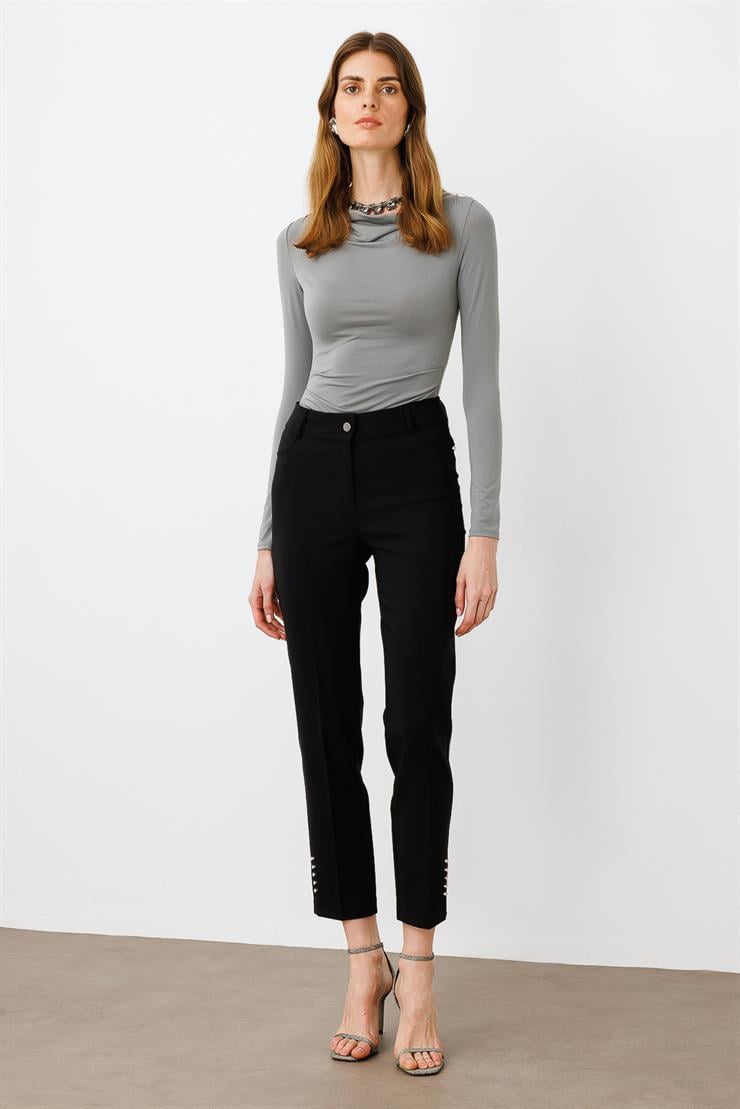 Modailgi  Rivet Taşlı Dar Paça Pantolon Siyah