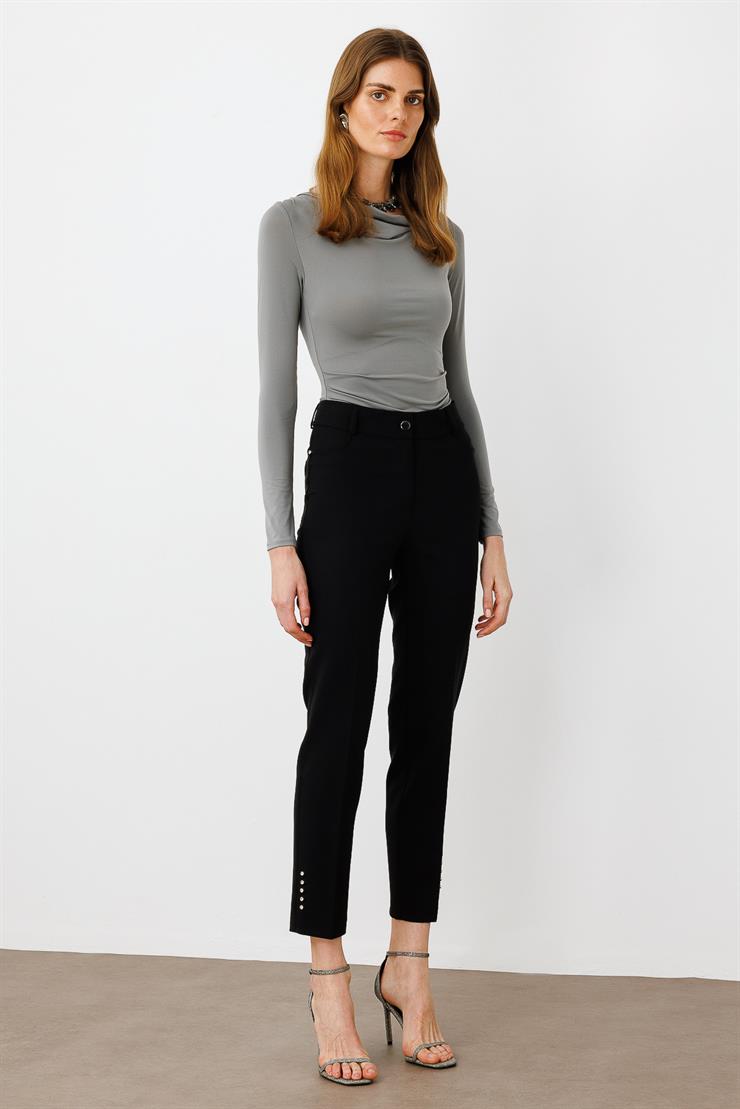 Modailgi  Rivet Taşlı Dar Paça Pantolon Siyah