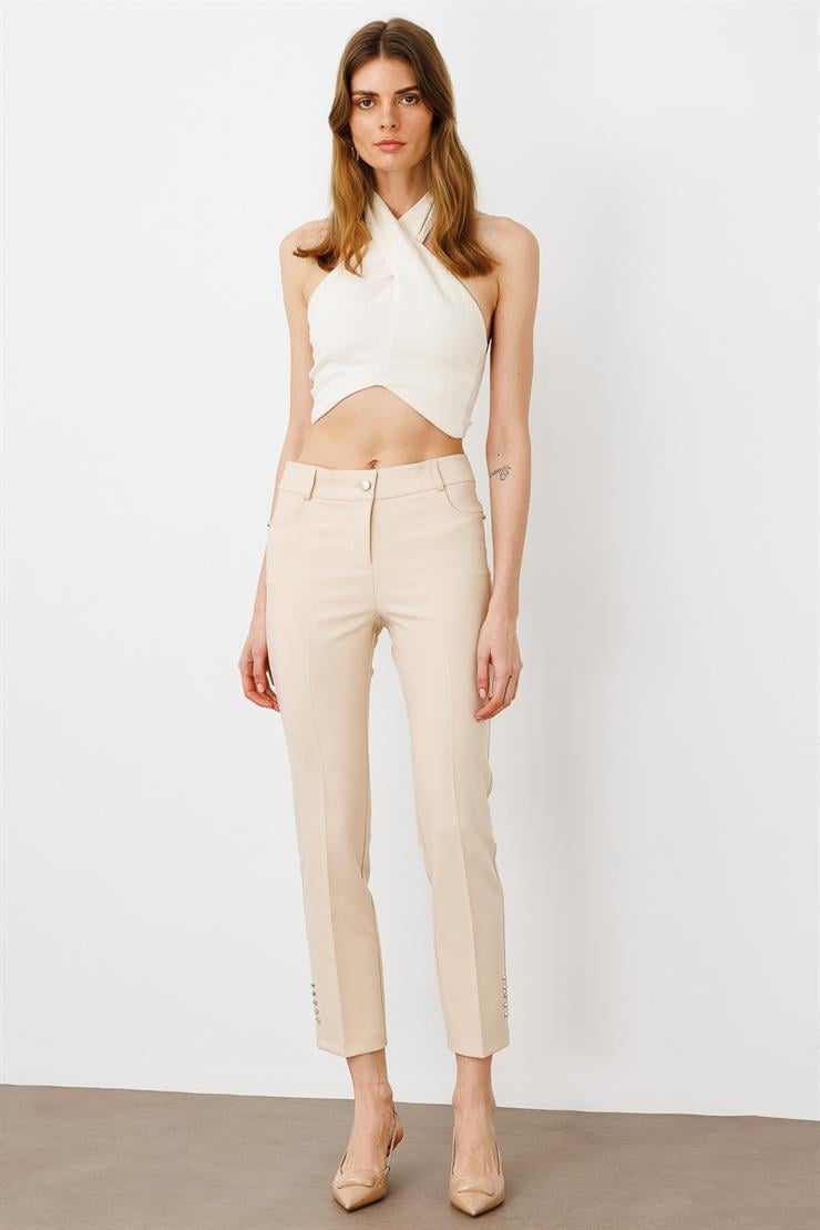 Modailgi  Rivet Taşlı Dar Paça Pantolon Taş