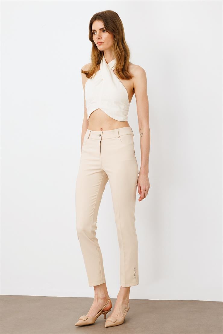 Modailgi  Rivet Taşlı Dar Paça Pantolon Taş