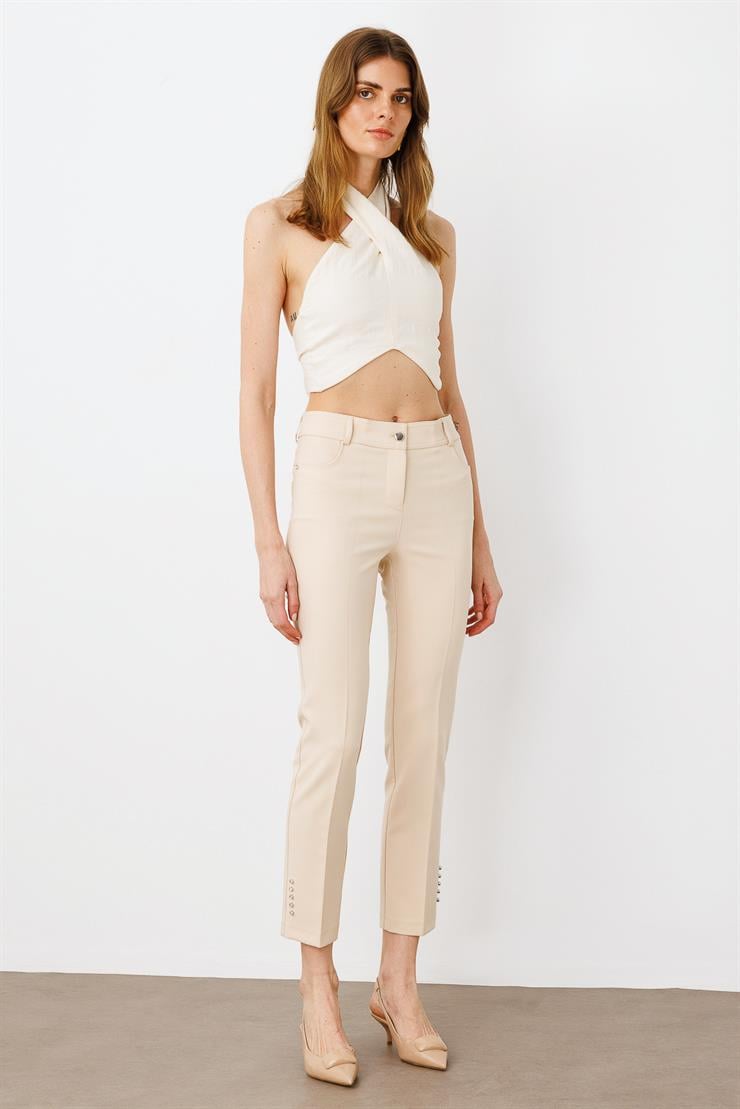 Modailgi  Rivet Taşlı Dar Paça Pantolon Taş