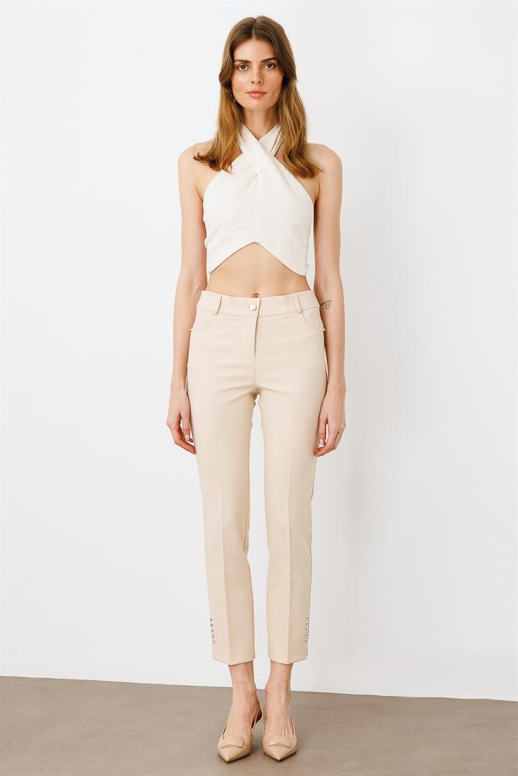 Modailgi  Rivet Taşlı Dar Paça Pantolon Taş