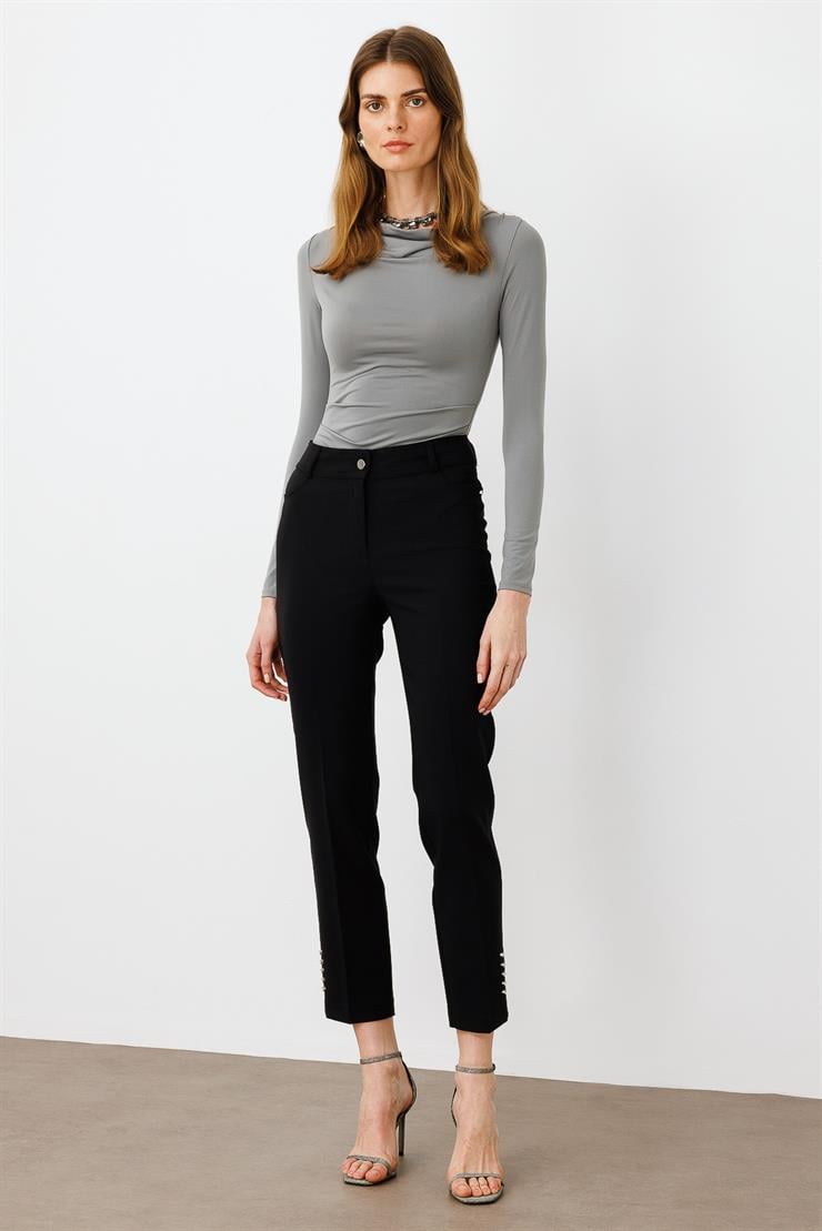 Modailgi  Rivet Taşlı Dar Paça Pantolon Siyah