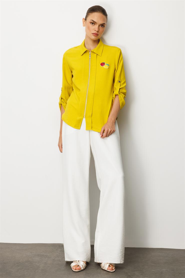 Modailgi  Safari Kol Önü Fermuar Kapamalı Aksesuar Detaylı Rahat Kesim Gömlek Asit