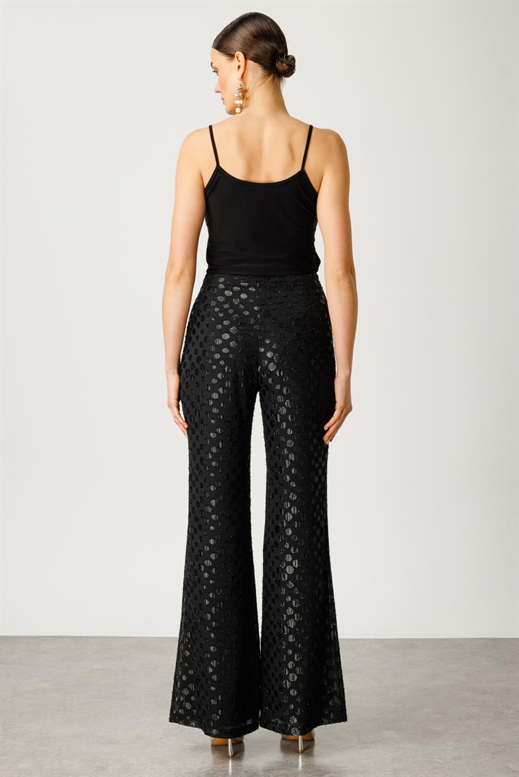 Modailgi  Simli Puan Jakar İspanyol Paça Pantolon - 1711,1712 Siyah