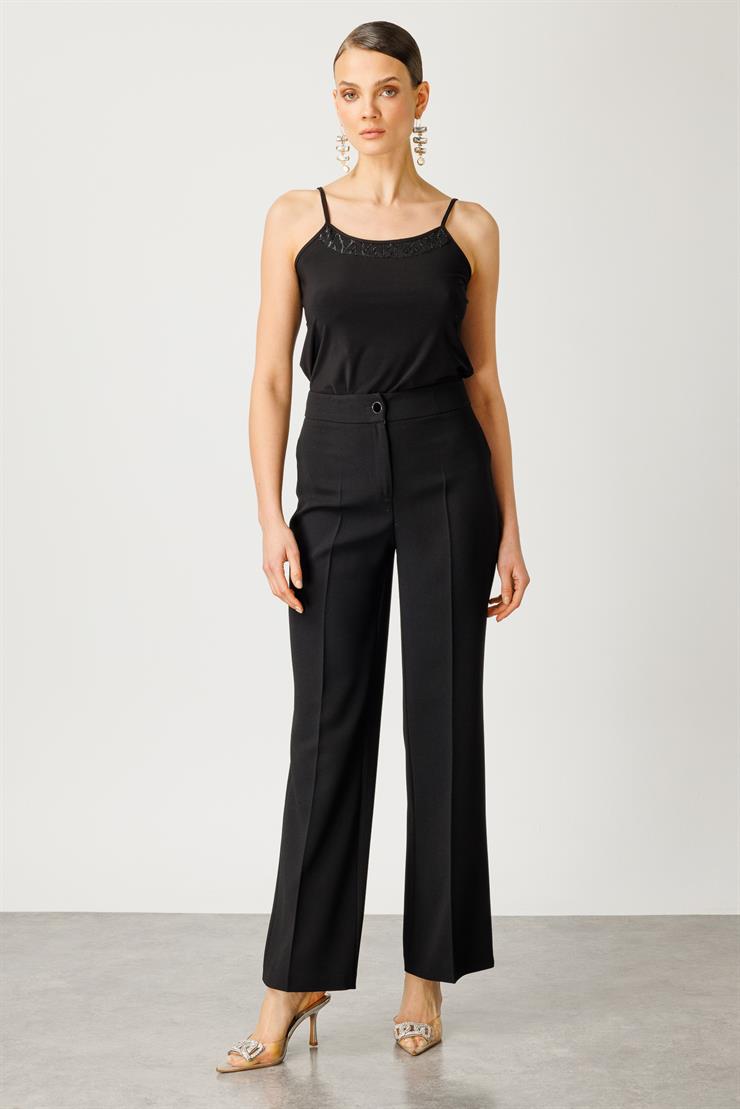 Modailgi  Simli Puan Jakar Şeritli Pantolon - 7569 Siyah