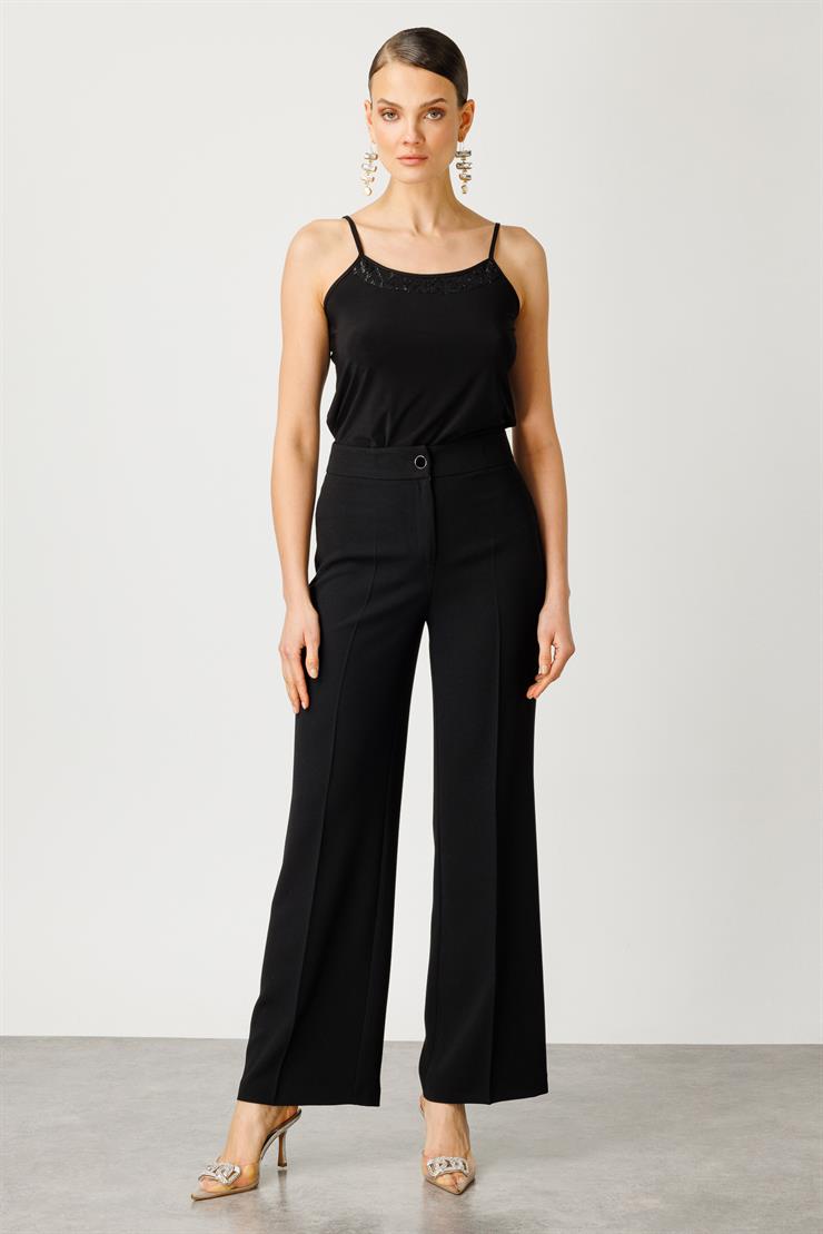 Modailgi  Simli Puan Jakar Şeritli Pantolon - 7569 Siyah