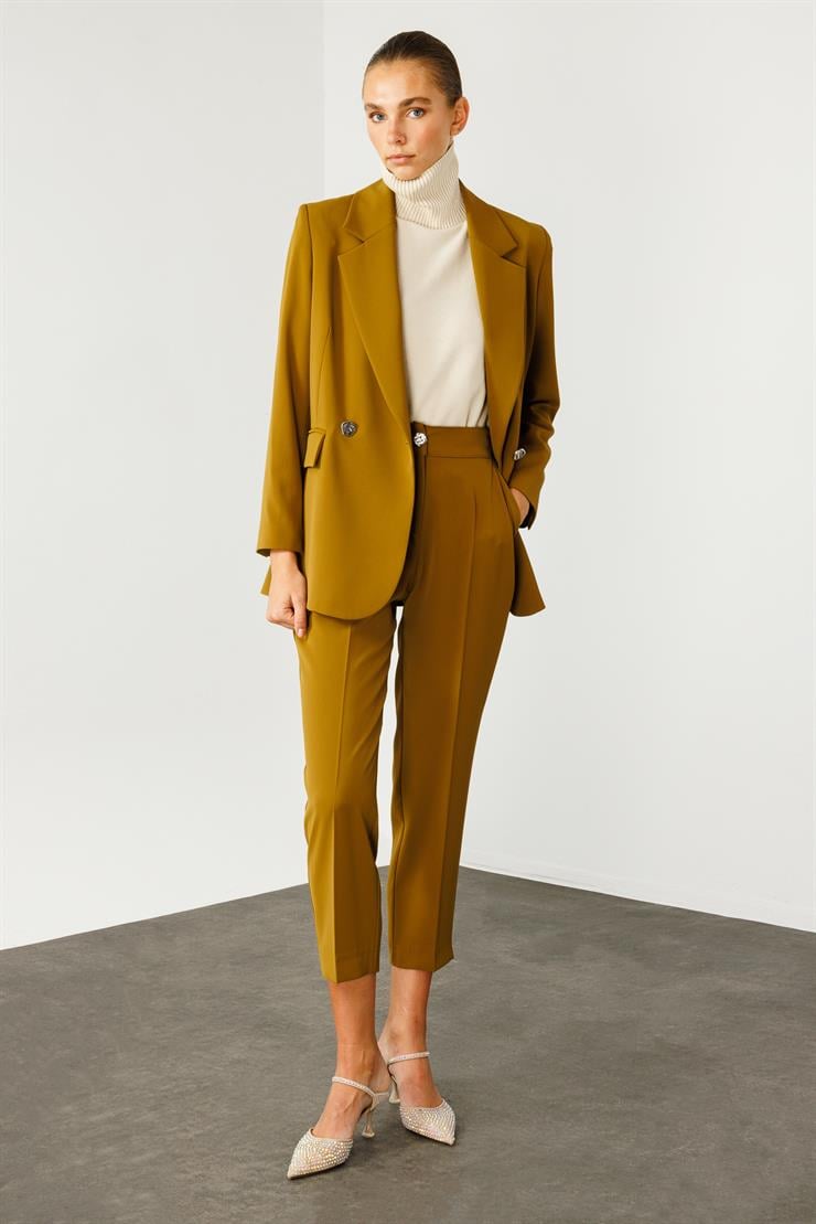 Modailgi  Sırtı Düğme Detaylı Kruvaze Ceket Olive