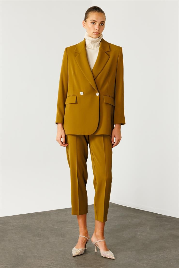 Modailgi  Sırtı Düğme Detaylı Kruvaze Ceket Olive