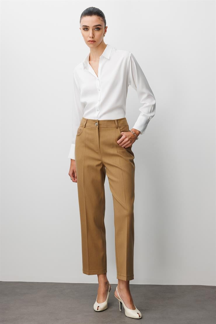 Modailgi  Spor Dikişli Trok Detaylı Beş Cep Dar Pantolon - 75014 Camel