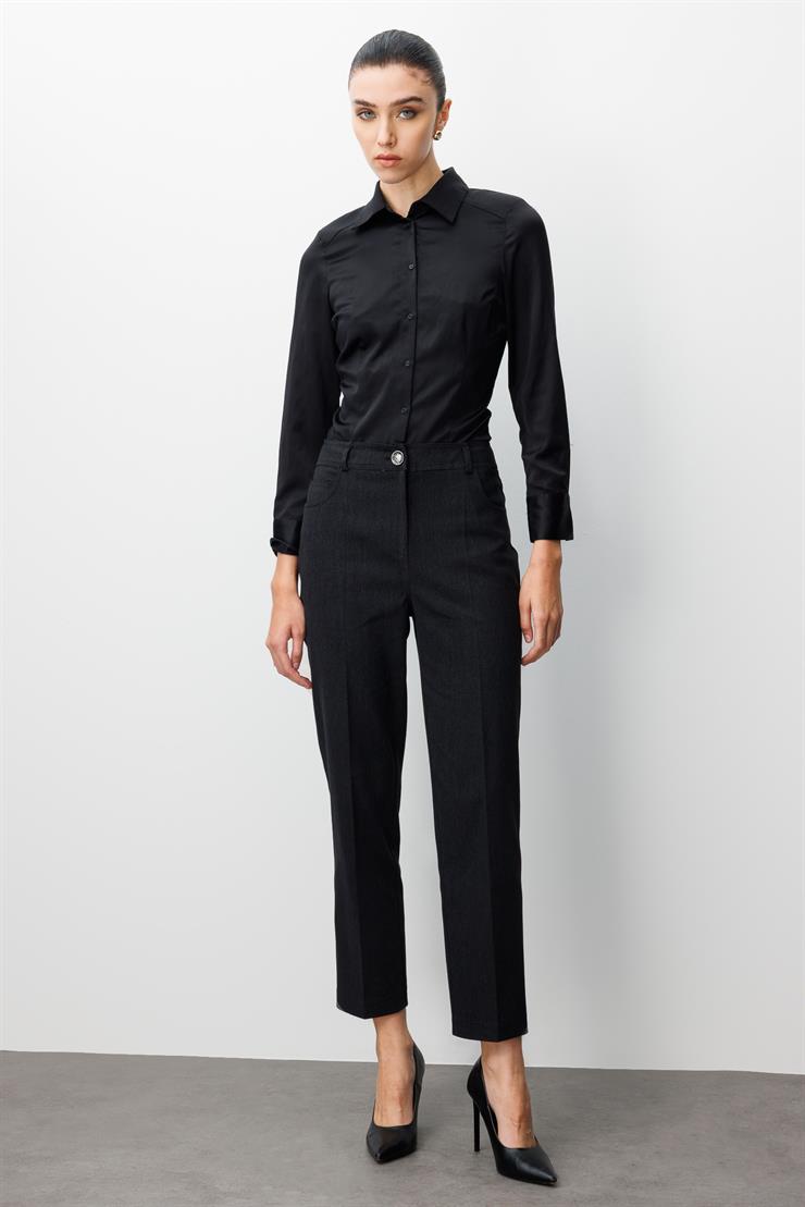 Modailgi  Spor Dikişli Trok Detaylı Beş Cep Dar Pantolon - 75014 Siyah