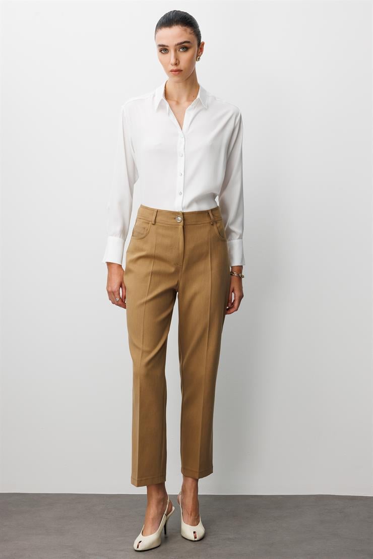 Modailgi  Spor Dikişli Trok Detaylı Beş Cep Dar Pantolon - 75014 Camel