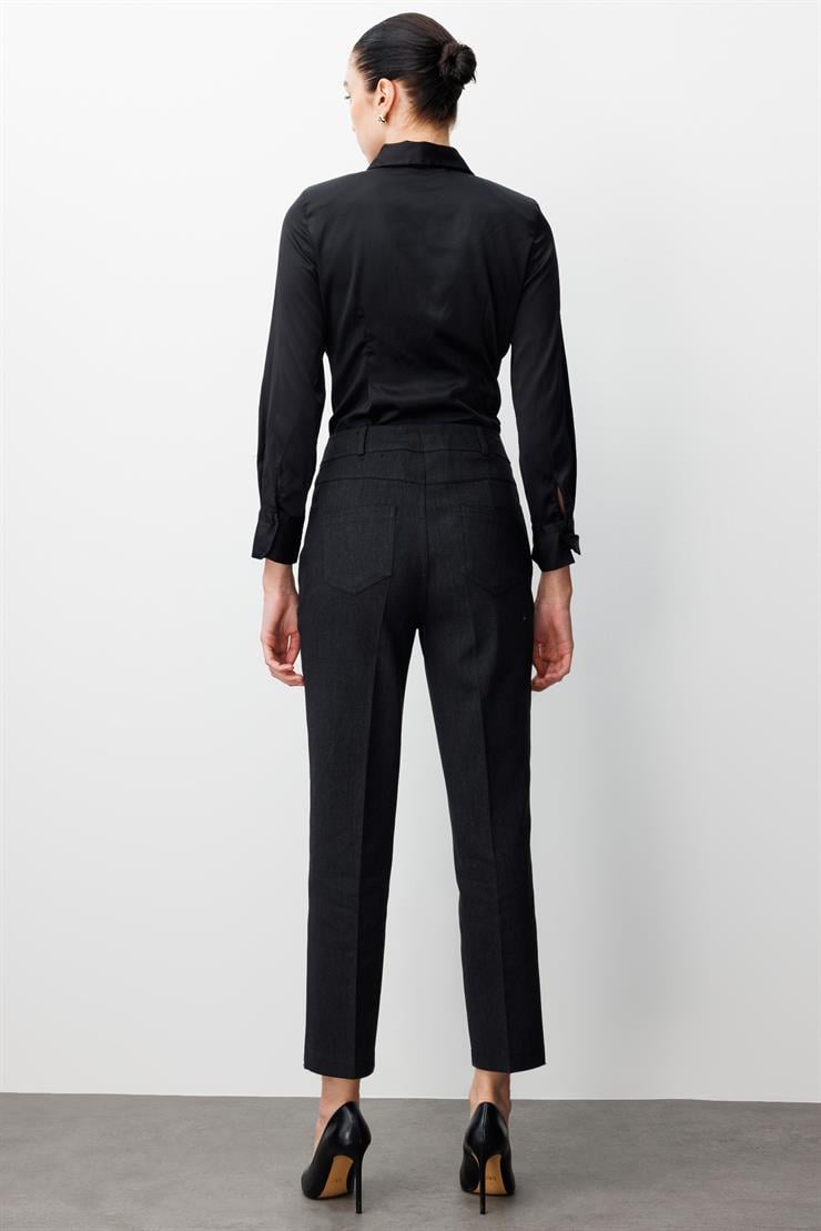 Modailgi  Spor Dikişli Trok Detaylı Beş Cep Dar Pantolon - 75014 Siyah