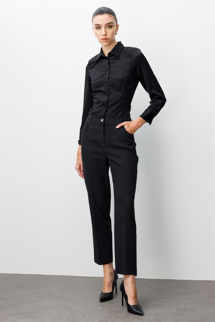 Modailgi  Spor Dikişli Trok Detaylı Beş Cep Dar Pantolon - 75014 Siyah