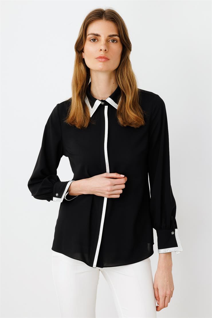 Modailgi  Taş Detaylı Gömlek Siyah