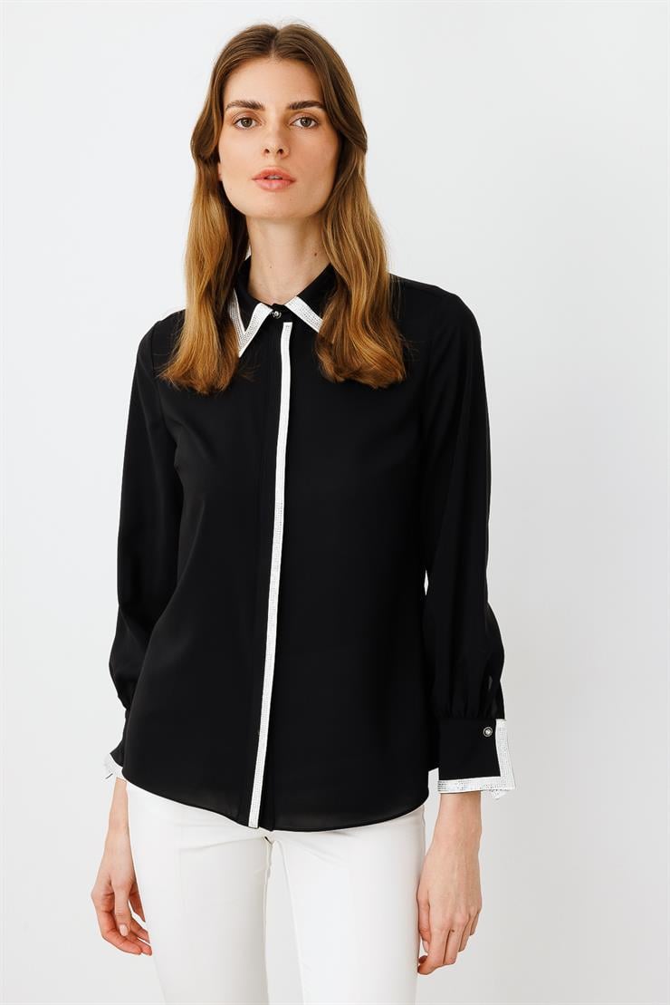Modailgi  Taş Detaylı Gömlek Siyah