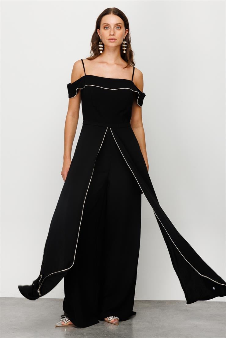 Modailgi  Taş Şeritli Tulum Siyah