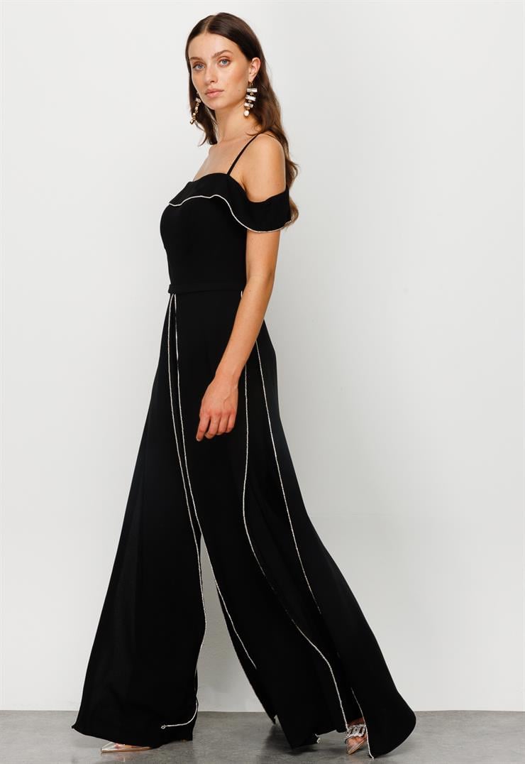 Modailgi  Taş Şeritli Tulum Siyah