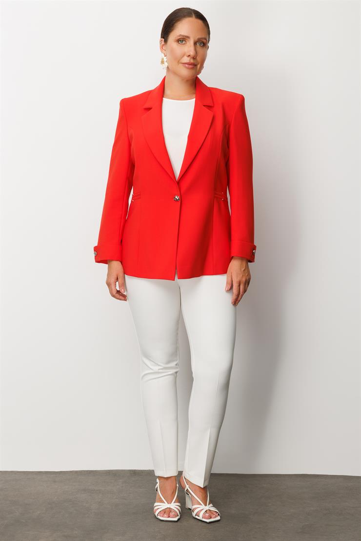 Modailgi  Tek Düğme Ceket Mercan