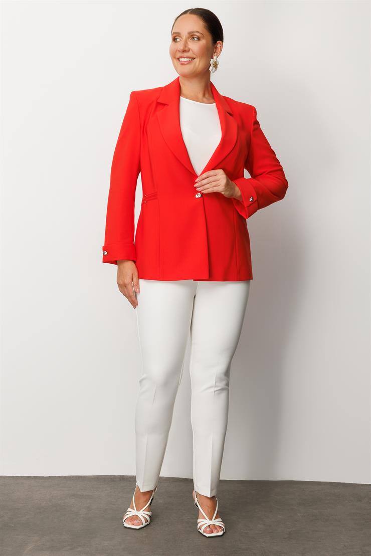 Modailgi  Tek Düğme Ceket Mercan