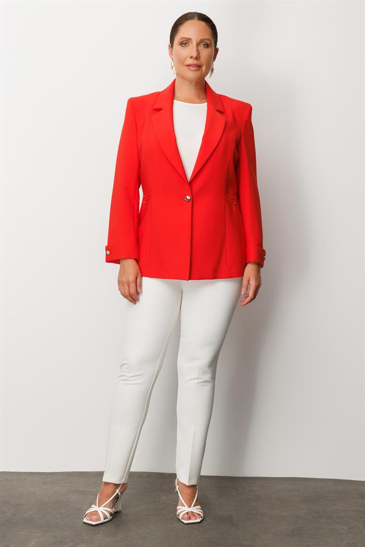 Modailgi  Tek Düğme Ceket Mercan
