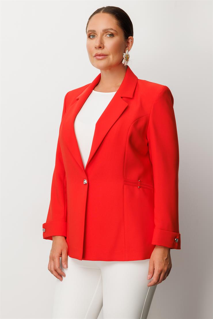 Modailgi  Tek Düğme Ceket Mercan
