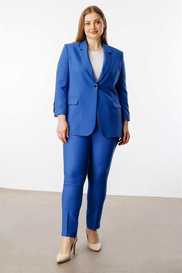 Modailgi  Tek Düğme Cep Kapaklı Ceket Mavi