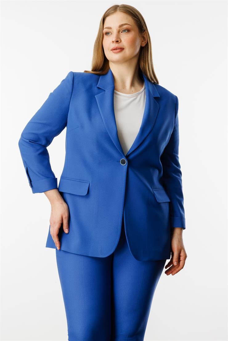 Modailgi  Tek Düğme Cep Kapaklı Ceket Mavi